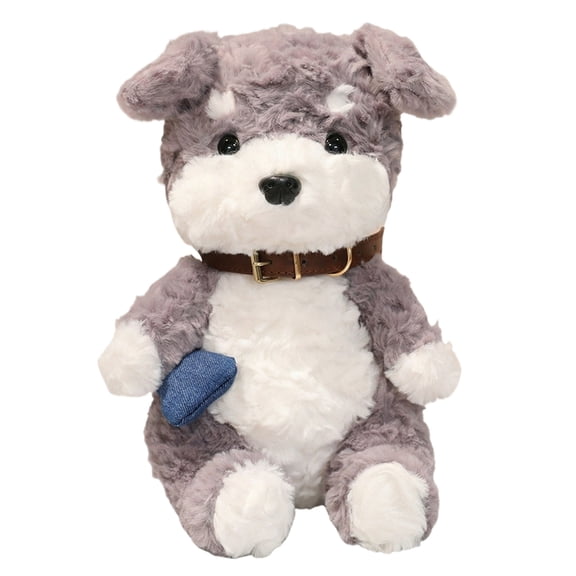 Cute Plush Puppy Stuffed Animal - Soft Furry Dog Doll with Collar, Blue Heart Accessory -, Toddlers, Nursery Decor, Playtime, Gifts
