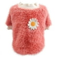 thumbnail image 1 of Cute Plush Round Neck Warm Flowers Sweater, Pet Dog Clothes Winter Warm Fleece Pet Coat, For Small Dogs French Bulldog Puppy Dog Clothing, Pink, 1 of 11