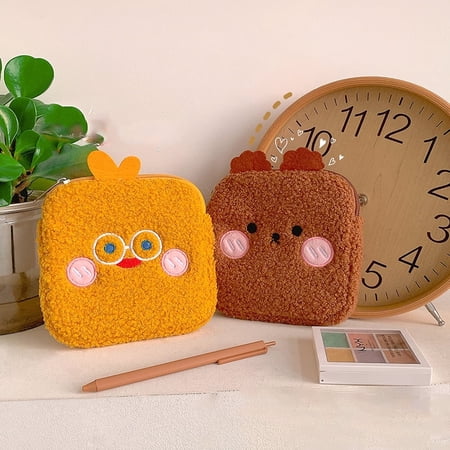 Cute Plush Sanitary Pad Storage Bag Portable Makeup Lipstick Key Earphone Pouch