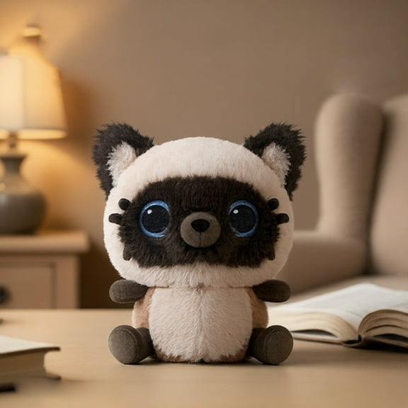 Cute Plush Siamese Cat Toy - 7inch Soft Stuffed Animal with Big Blue Eyes,Adorable Companion for Kids and Collectors,Perfect Cuddly Gift