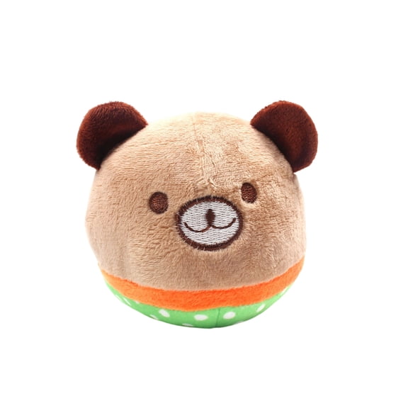 Cute Plush Squeaky Pet Toy, Soft Stuffed Animal Shape Chew Toy for Small Dogs and Cats Indoor Interactive Play, Brown
