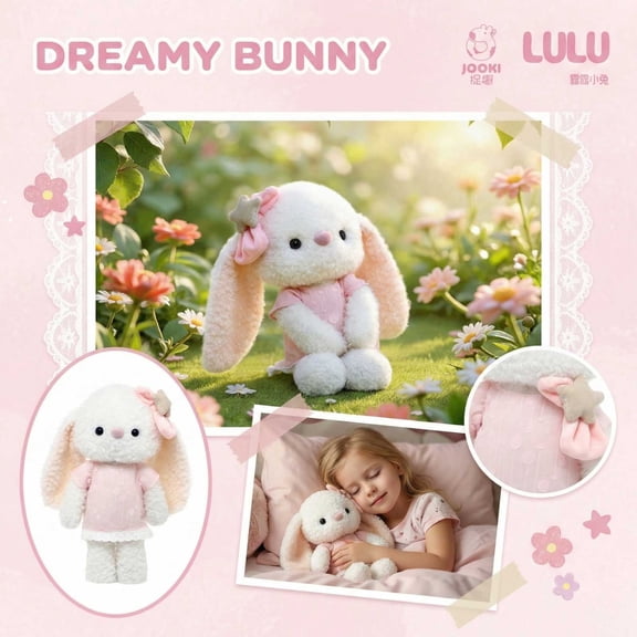 Cute Plush Stuffed Animals Pillow Dolls For Cuddling & Decoration, Dreamy Bunny Lulu Soft Stuffed Plush Toy With Delicate Embroidery, Skin-Friendly Plush Fabric, Full Filling For