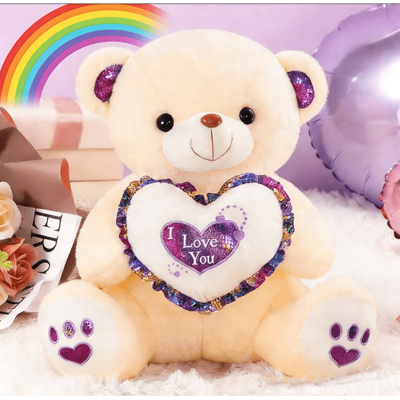 Cute Plush Teddy Bear with Heart Stuffed Doll - Soft Heart-Holding Bear Toy, Premium for Girlfriend Valentine's Day & Children's Birthday Holiday Gift Use