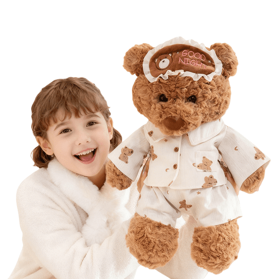 Cute Plush Teddy Bear Stuffed Fluffy Bear Wear Pajama Set Stuffed Animals Bear Soft Doll Cuddly Teddy Bear Plush Birthday Gift for Boy Girl