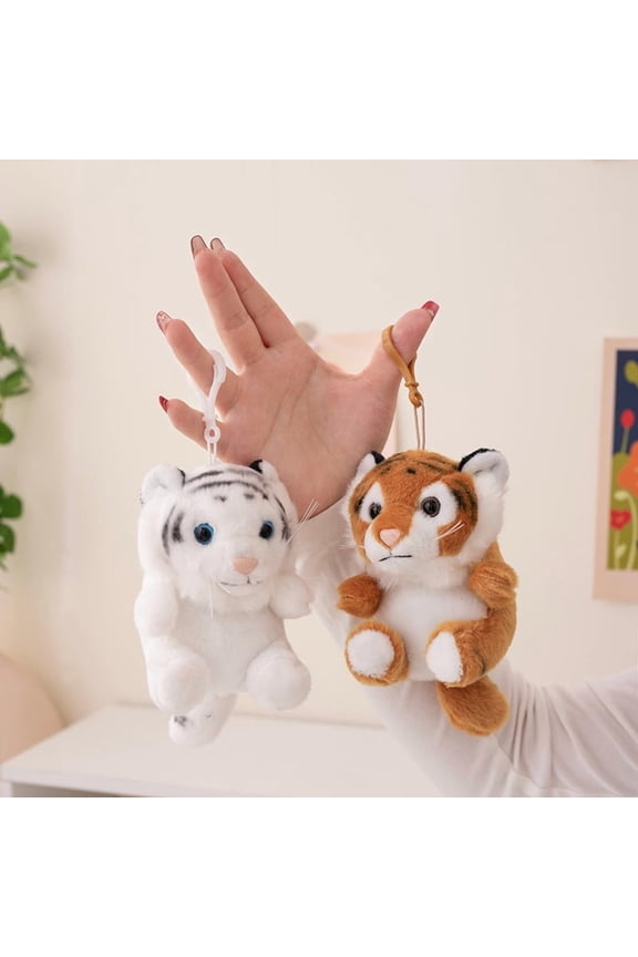 Cute Plush Tiger Keychain For Kids Stuffed Animal Keyring Pendant, For Backpacks Handbags And Purses Ideal For Boys And Girls