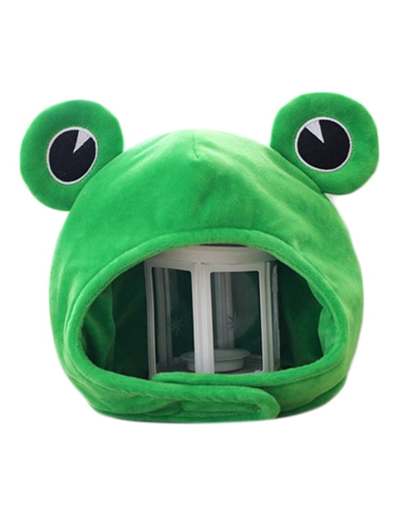 Cute Plush for Frog Hat Green Scarf Cap Earflap Soft Winter Warm Ski Full Headgear for Women Men Novelty Cosplay Costume