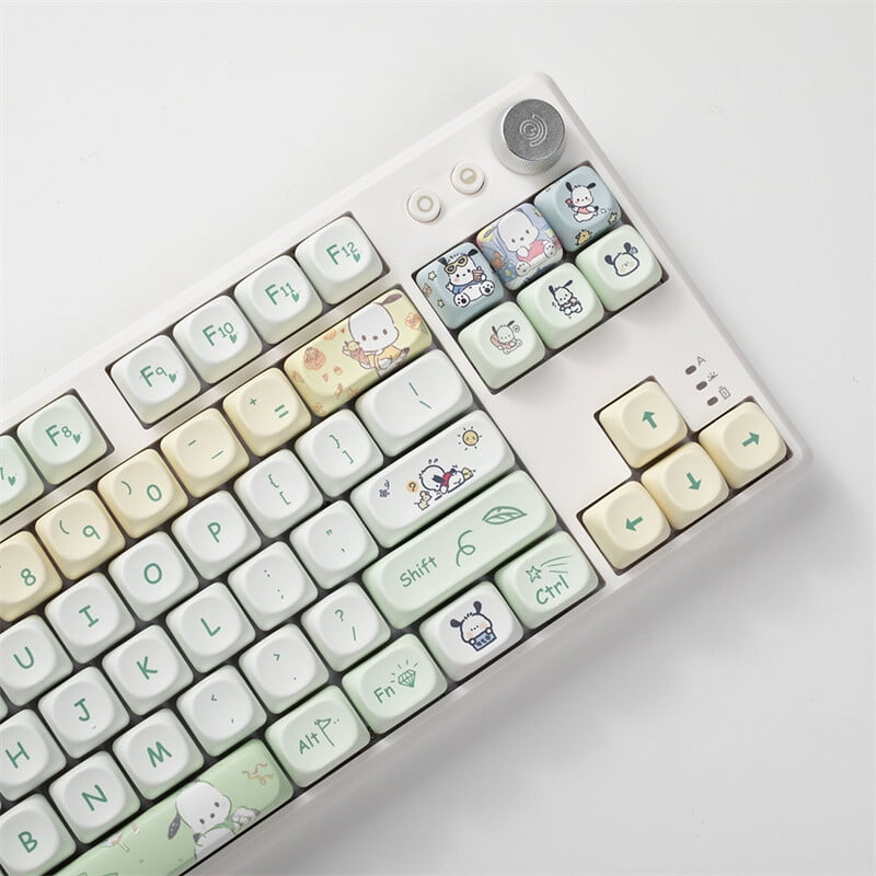 Cute Pochacco Theme Mechanical Keyboard Keycaps, DIY Computer Keyboard Decorative Keycaps, PBT 145-Key Standard Keycaps