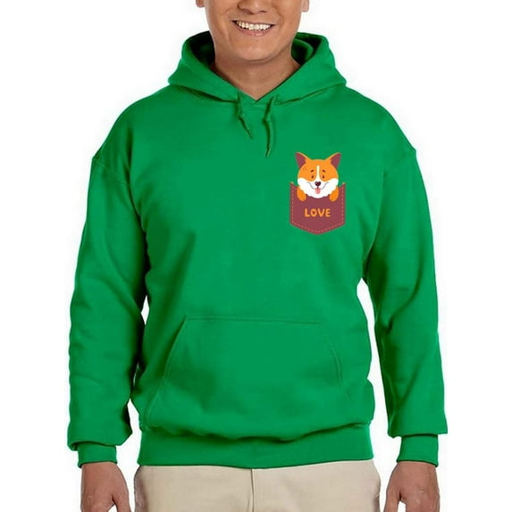 Cute Pocket Corgi Hoodie Men -Image by Shutterstock, Male x-Large