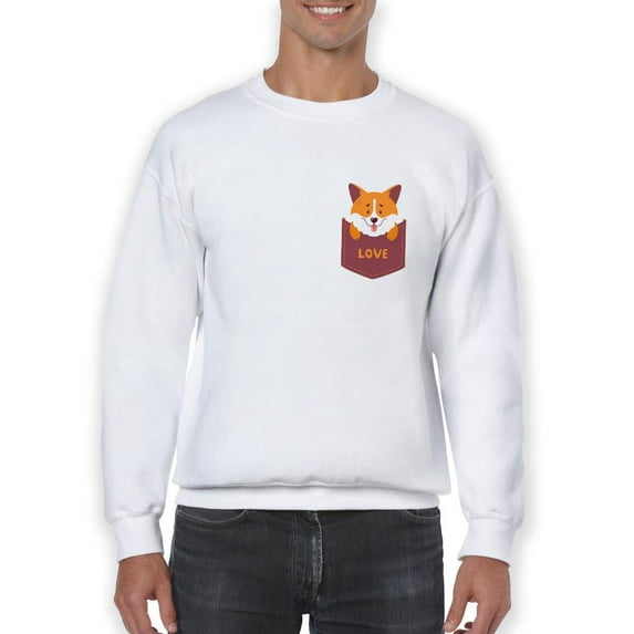 Cute Pocket Corgi Sweatshirt Men -Image by Shutterstock, Male x-Large