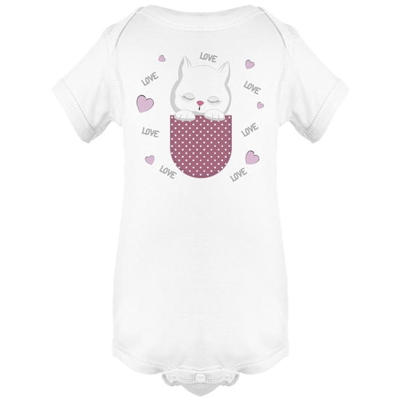 Cute Pocket Kitten Cartoon Bodysuit Infant -Image by Shutterstock,  6 Months