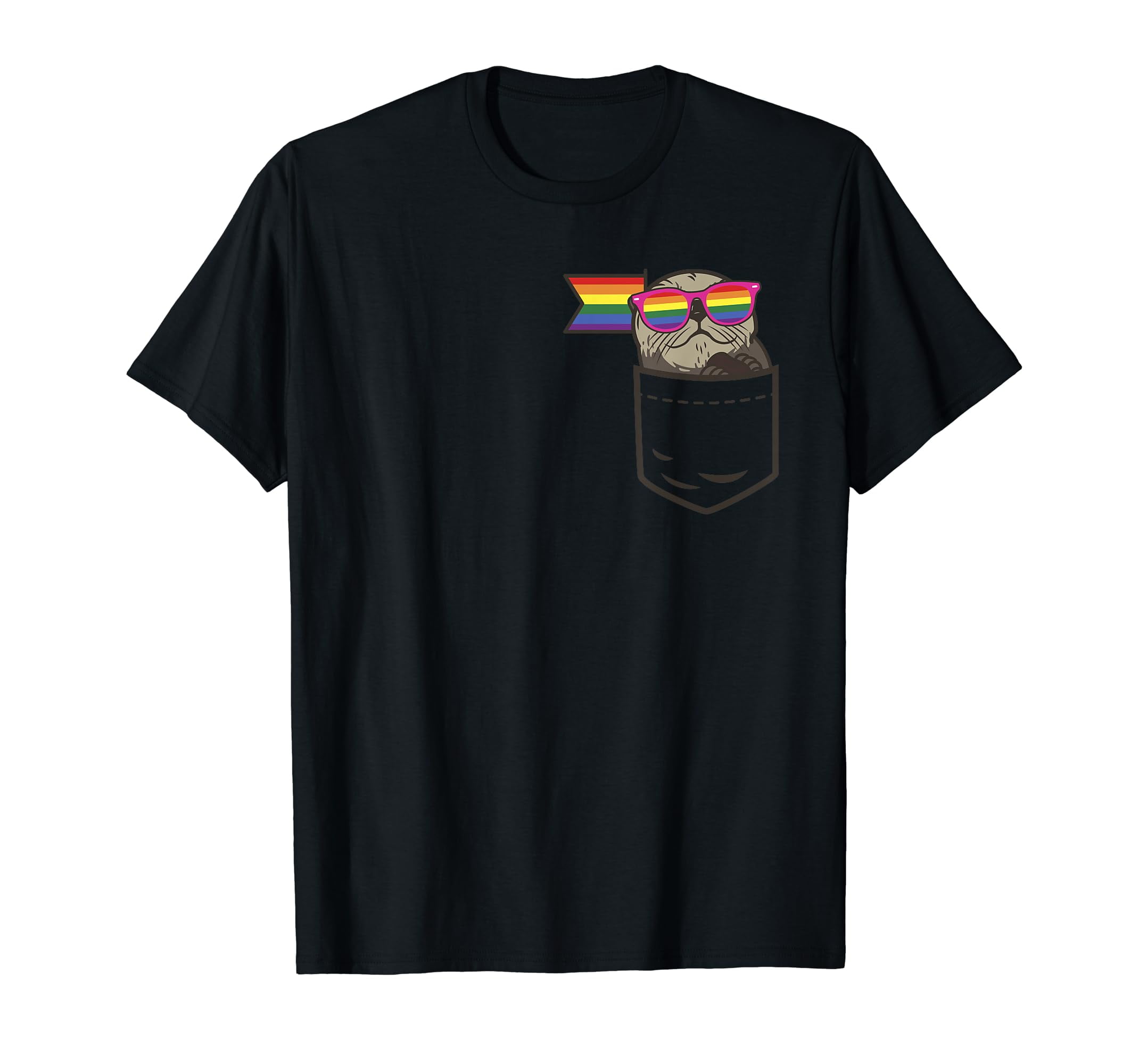 Cute Pocket Sea Otter LGBT Animal Rainbow Flag Gay Pride T-Shirt Cute Pocket Sea Otter LGBT Animal Rainbow Flag Gay Pride T-Shirt