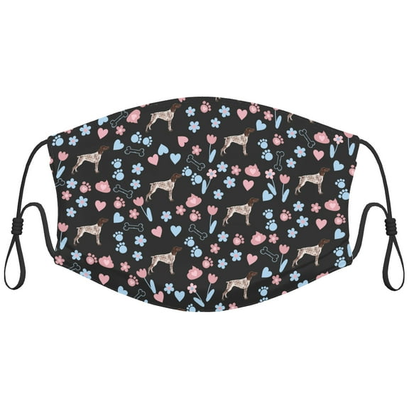 Cute Pointer Dog Graphic Printed Cloth Face Masks Reusable Washable Adjustable for Adults (5 PCS)