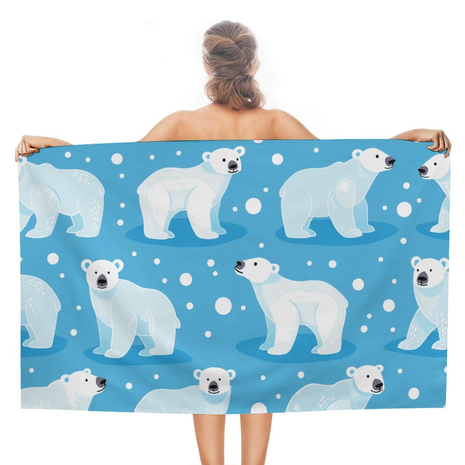 Cute Polar Bear Beach Towel – with A Unique Design, Extra Large,XL (32”x 63”) for Kids & Adults