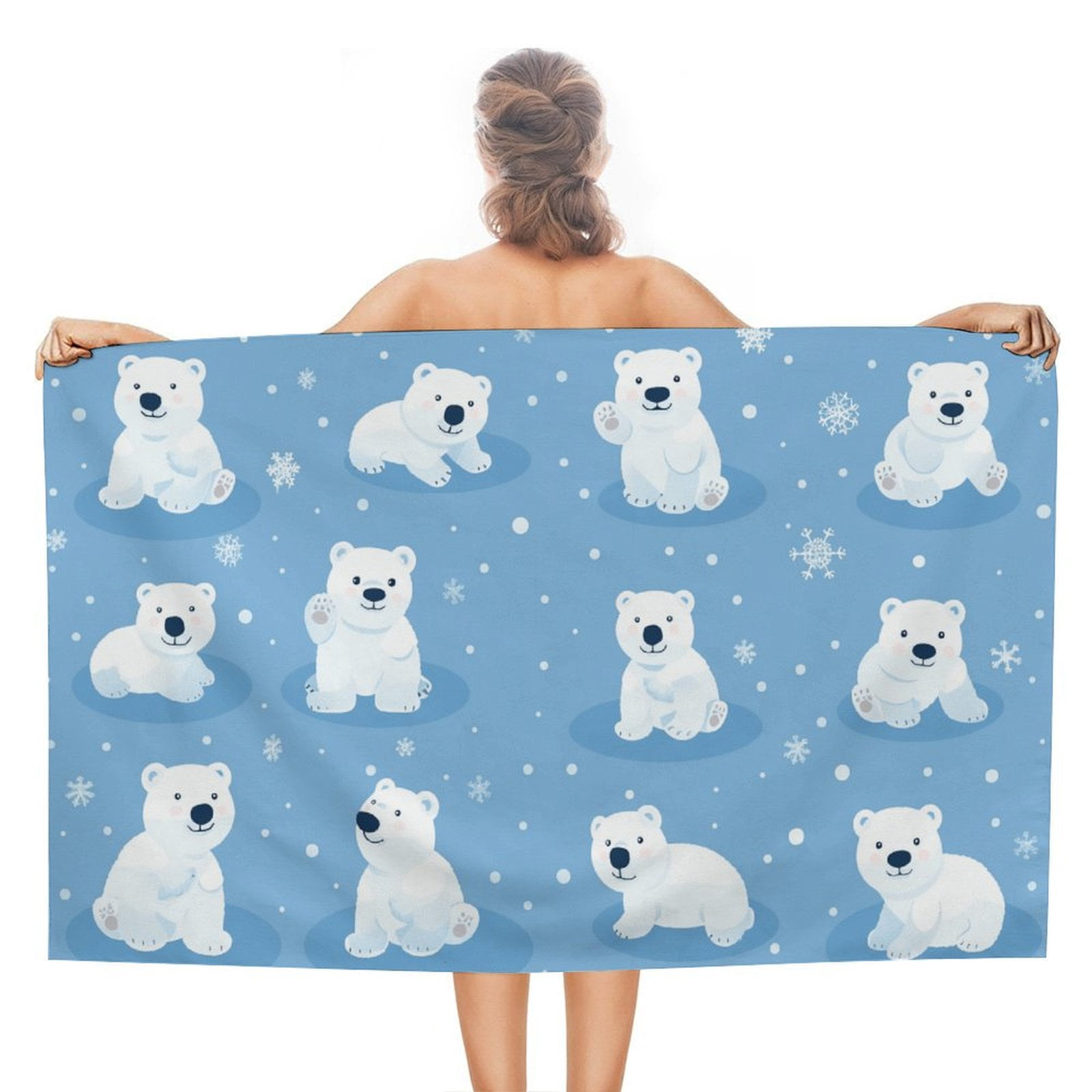 Cute Polar Bear Beach Towel – with A Unique Design, Extra Large,XL (32”x 63”) for Kids & Adults