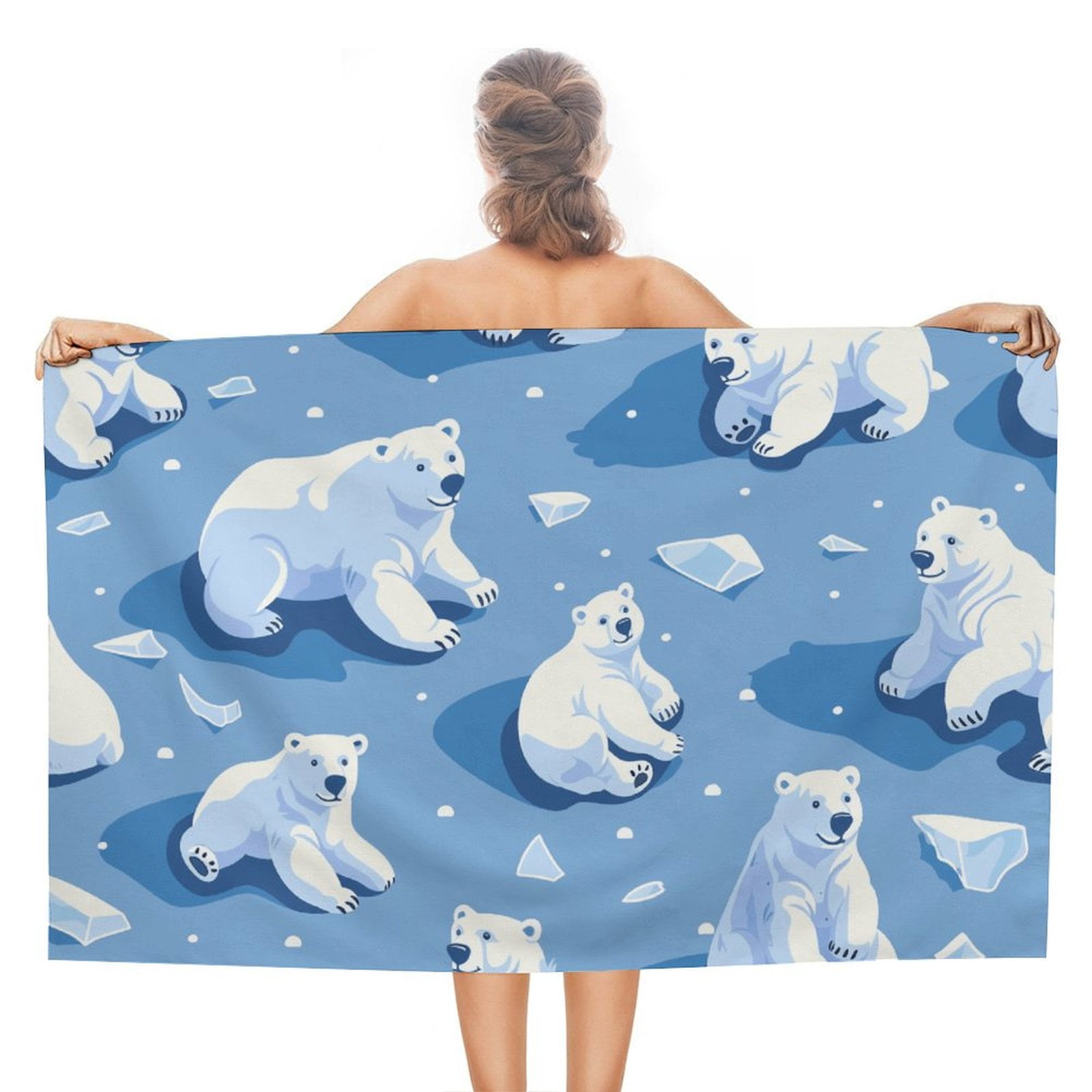Cute Polar Bear Beach Towel – with A Unique Design, Extra Large,XL (32”x 63”) for Kids & Adults