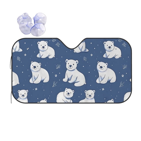 Cute Polar Bear Car Windshield Sun Shade Universal Fit Auto Sun Visor Protector