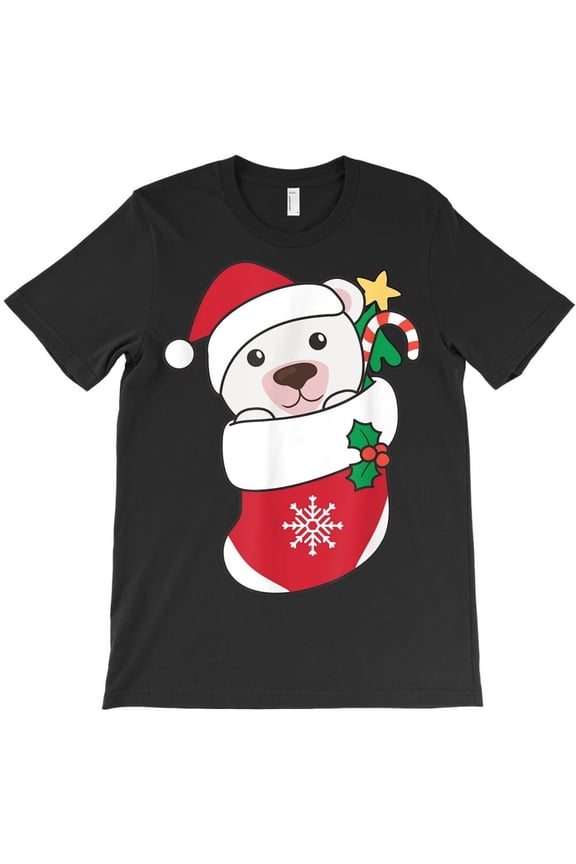Cute Polar Bear Christmas Graphic Tee, Adorable Arctic Animal Holiday H43883 T-Shirt, for Men and Women, Up to Size 5XL