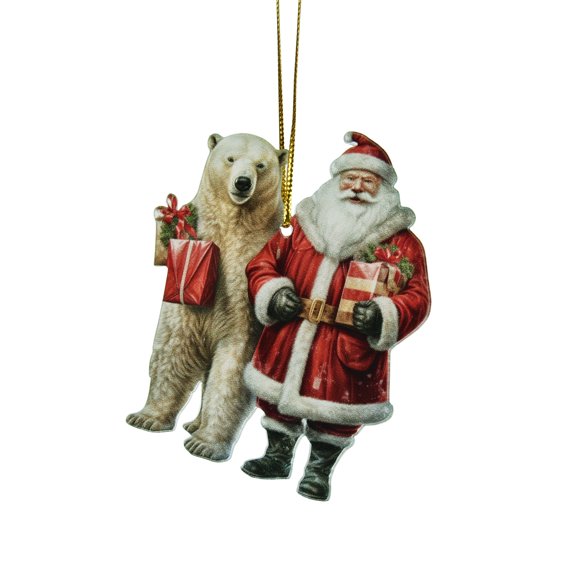 Cute Polar Bear Christmas Scene Decoration Christmas Hanging Decoration House Circular Christmas Scene Decoration Decoration