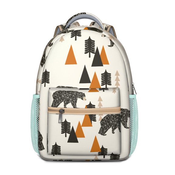 Cute Polar Bear Design Backpack - Waterproof Bookbag with Artistic Pattern, Spacious Storage & Spinal Support for Teens