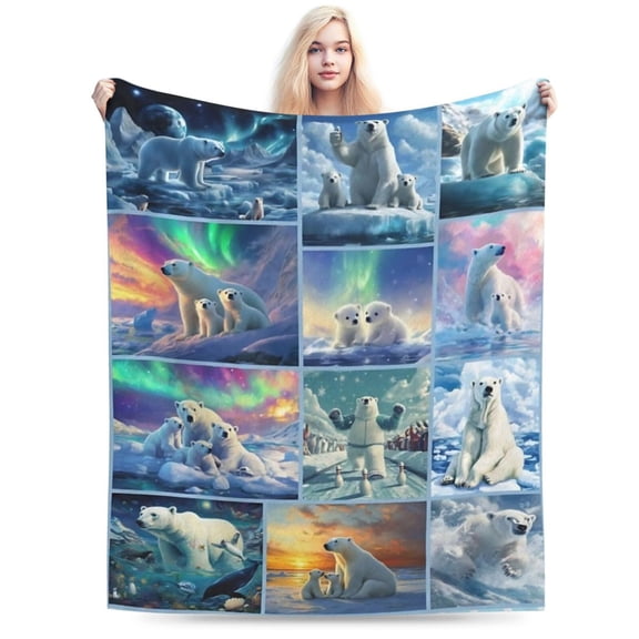 Cute Polar Bear Fleece Throw Blanket 50x40