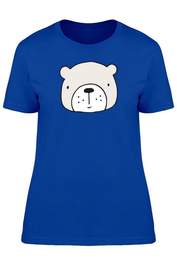 Cute Polar Bear Head Doodle T-Shirt Women -Image by Shutterstock, Female Medium