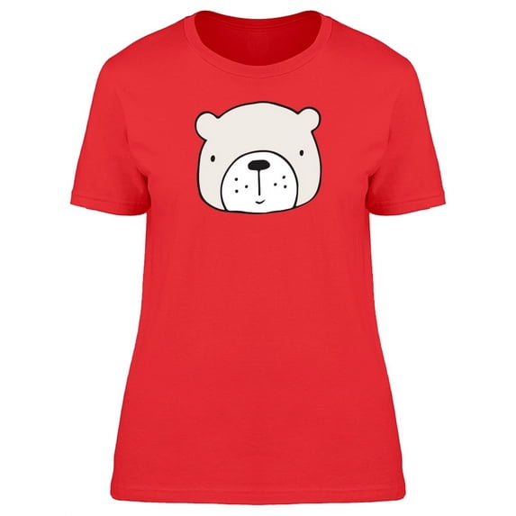 Cute Polar Bear Head Doodle T-Shirt Women -Image by Shutterstock, Female x-Large