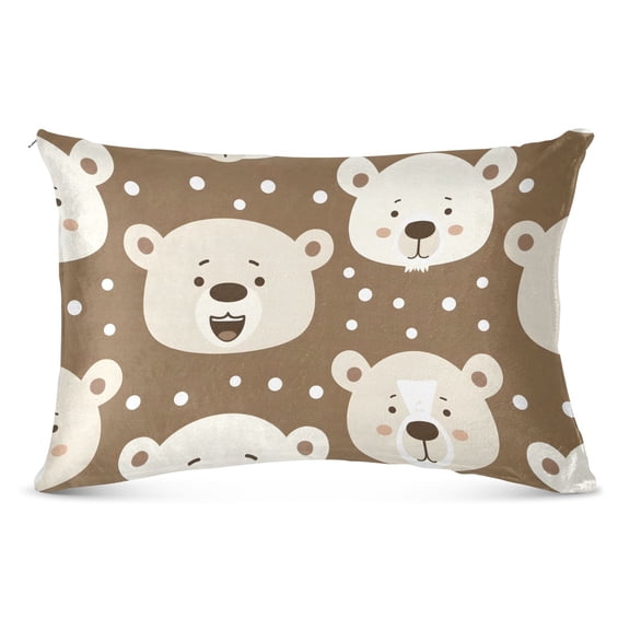 Cute Polar Bear Head Plush Pillow Cases Queen Size Ultra Soft Warm Pillowcases with Zipper 20"x30"
