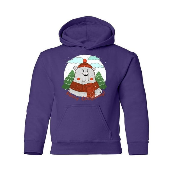Cute Polar Bear In Snow Hoodie Juniors -Image by Shutterstock, Large