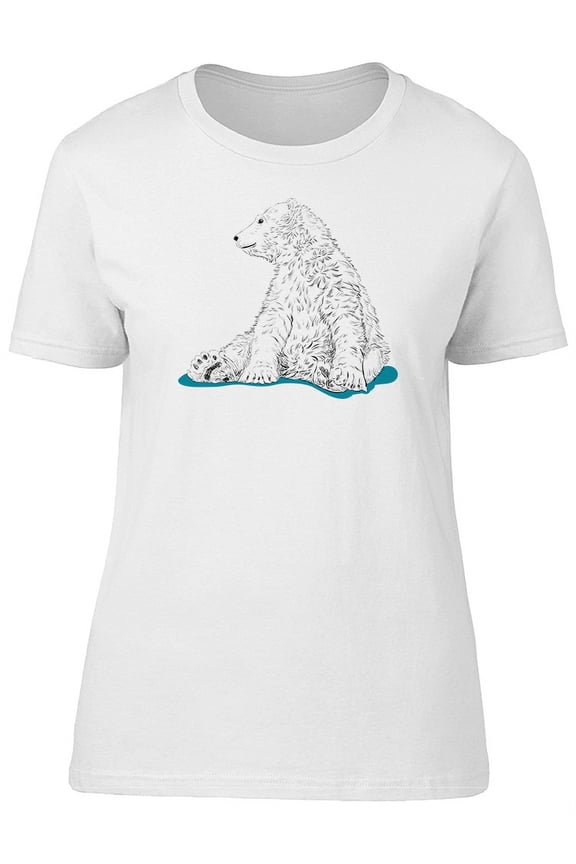 Cute Polar Bear Sitting Sketch T-Shirt Men -Image by Shutterstock, Male 3X-Large
