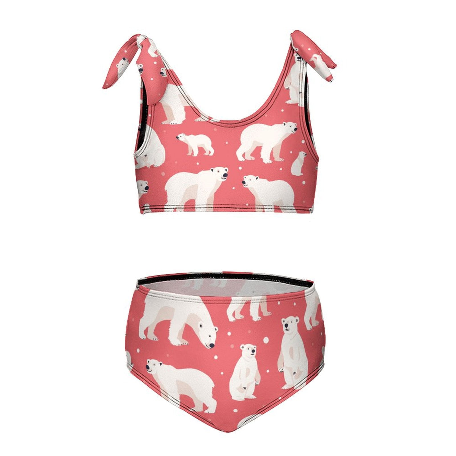 New Summer Girls' Bear Halter Onesie Swimsuit