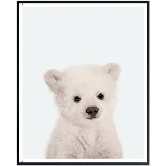 Cute Polar Bear Wall Art Print - Adorable Animal Decor for Kids' Room & Girls Bedroom - Perfect Gift for Animal Lovers