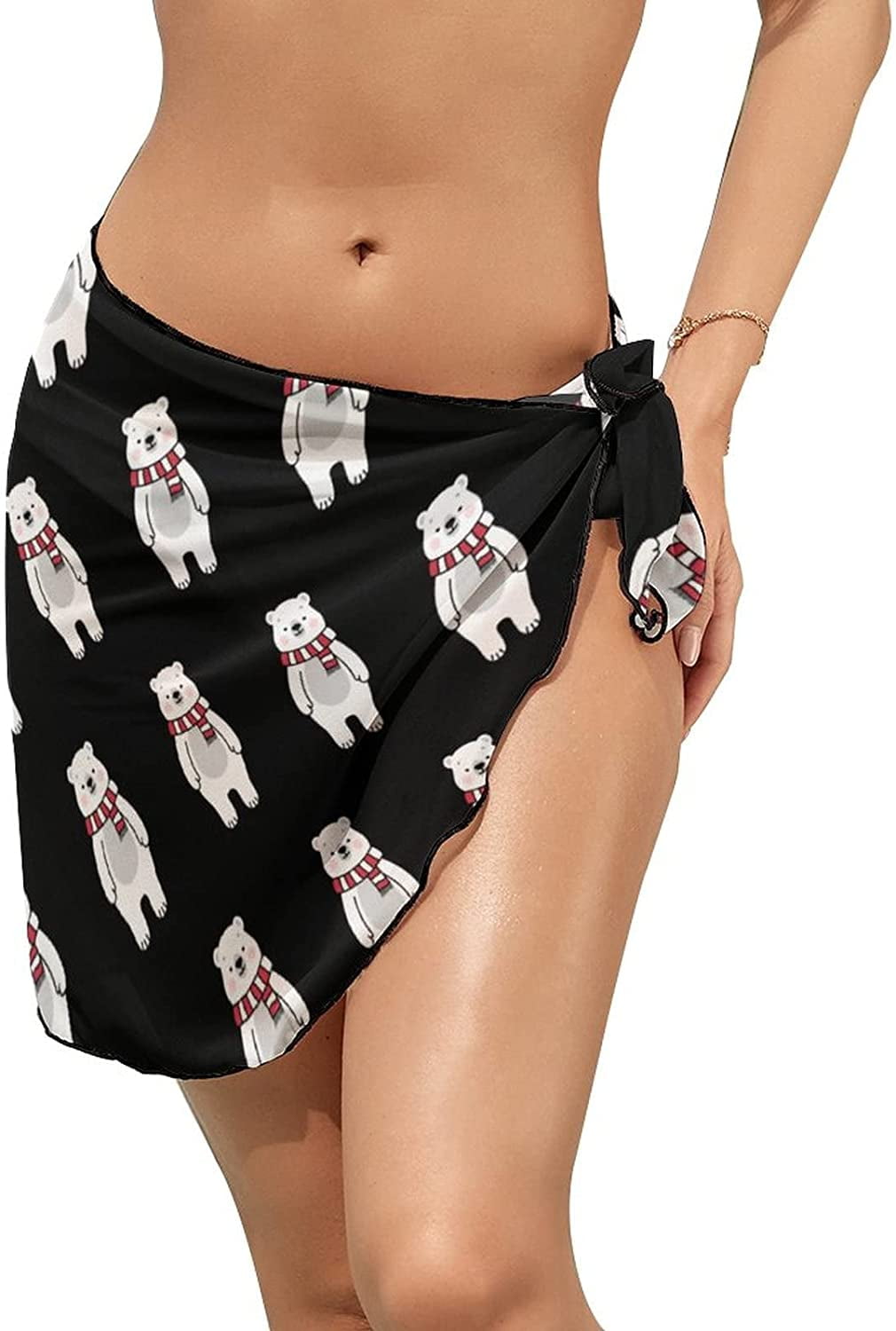 Cute Polar Bear Women s Short Sarongs Beach Wrap Skirt Chiffon