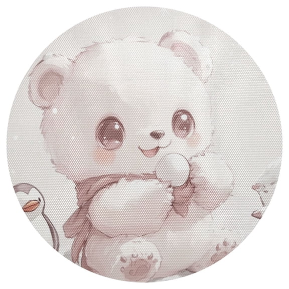 Cute Polar Bear and Penguin 6-Piece 15.4in Durable PVC Plate Mats, Heat-Resistant for Parties and Dining