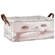 Cute Polar Bear and Penguin Open Home Storage Bins Foldable Metal Frame Shelf Baskets 16.9x11.4x7.7in Water-Resistant