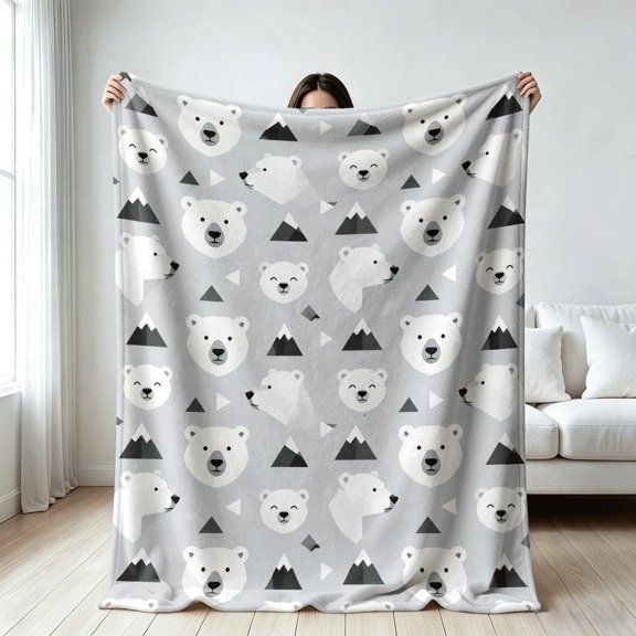 Cute Polar Bear blanket for kids, Soft Flannel Throw Blanket, gift for Birthday, Children's Day, Christmas, Holiday, All Season Use