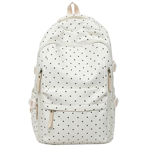 Cute Polka Dot Backpack for Women, 12.99X18.11X7.48 inch Lightweight Water Resistant Laptop Backpack, Multi Pocket Casual Daypacks for Work Picnic Travel, Daily Commute Bookbag for Classroom