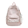 thumbnail image 1 of Cute Polka Dot Backpack with Lace Bow Large Capacity Laptop Daypack for Women Pink, 1 of 3