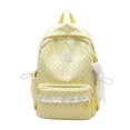 thumbnail image 1 of Cute Polka Dot Backpack with Lace Bow Large Capacity Laptop Daypack for Women Yellow, 1 of 3