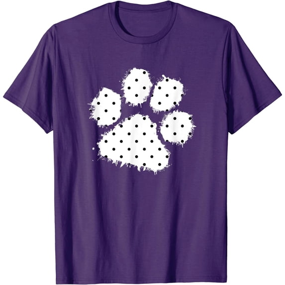 Cute Polka Dot Dog Paw Print White Black Splash Pet Month T-Shirt