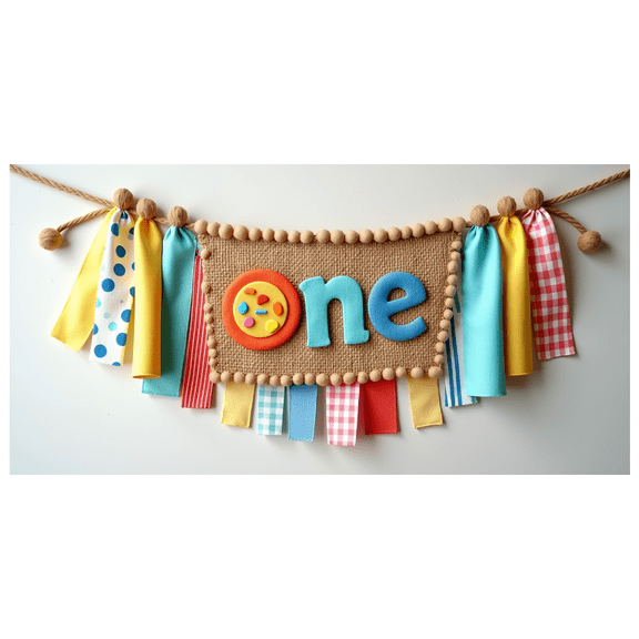 Cute Polka Dot and Gingham Patterned First Birthday Banner Background Party Decorations Backdrop for Photography Birthday Party Celebrations Photo Props