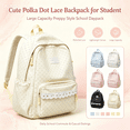 thumbnail image 1 of Cute Polka Dot Lace Backpack for Student, Large Capacity Preppy Style School Daypack, Lightweight Canvas Student Backpack for Daily School Commute, 1 of 4