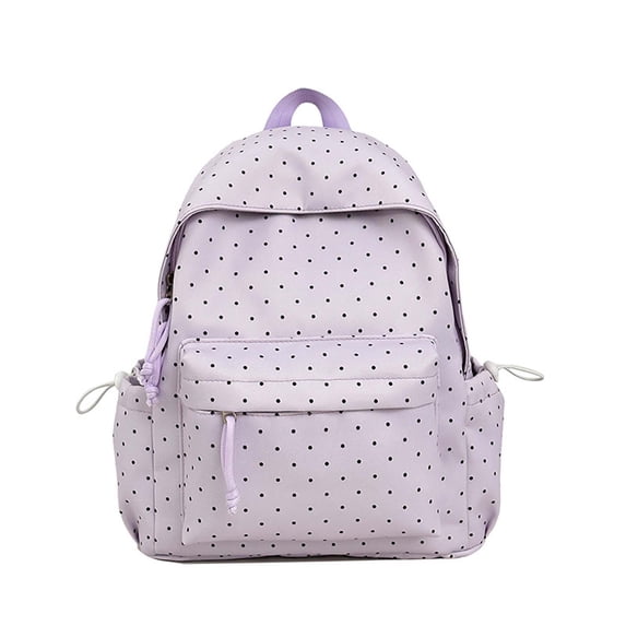 Cute Polka Dot Laptop Backpack Large Capacity Travel Backpack Bow Backpack Lightweight Bookbag for Female Elementary & Middle Students Teen (Light Purple)