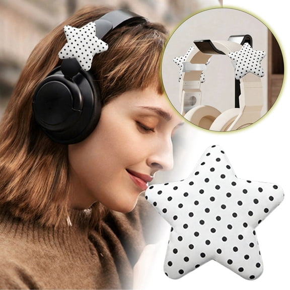 Cute Polka Star Headphone Headset Decorative Charms & Hanging Pendants Stylish Protective Earphone Ornament For Adults Kids Hand Decorated Glass Ornament Easter Tee Front Porch Decorations Pearl