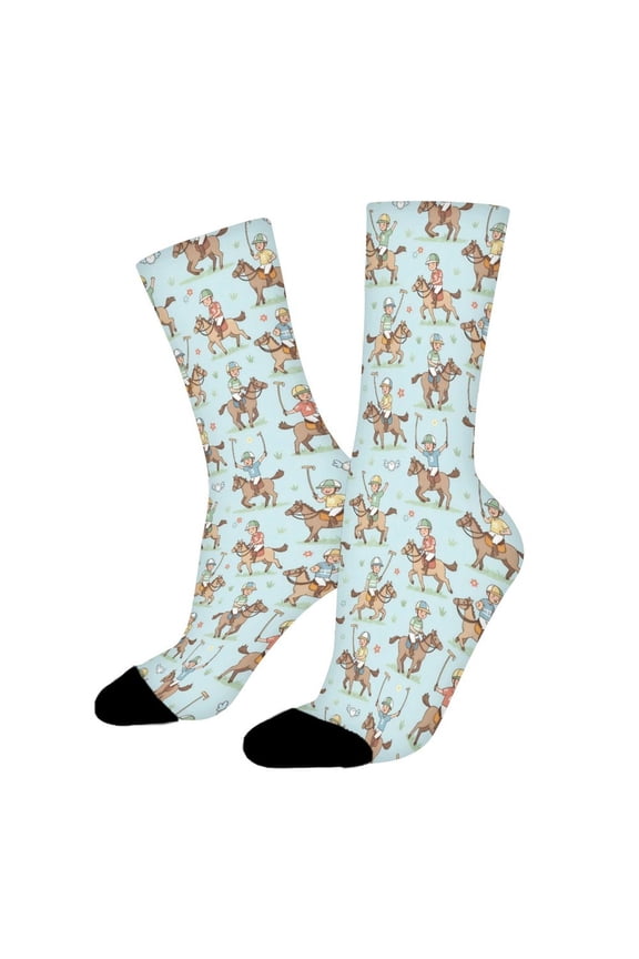 Cute Polo Funny Novelty Crew Socks for Women Men Sports