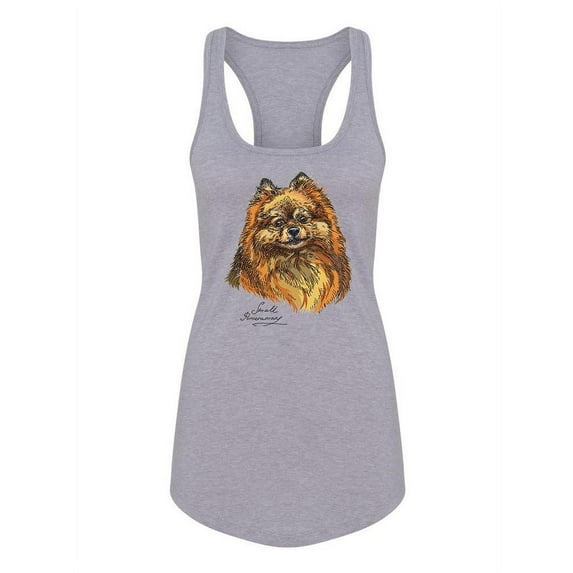 Cute Pomeranian Head. Tank Women -Image by Shutterstock, Female Medium