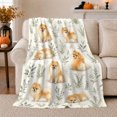 thumbnail image 1 of Cute Pomeranian Pumpkin Botanical Art Autumn, Playful Pet Portrait Pattern, Warm Flannel Blanket for Living Room and Bedroom, Dog Lovers Thanksgiving Gift, Pet Lover Home Decor, 1 of 9