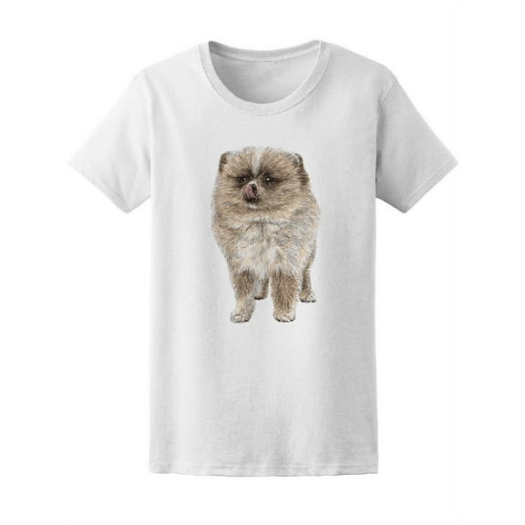 Cute Pomeranian Puppy Sketch Tee Women's -Image by Shutterstock