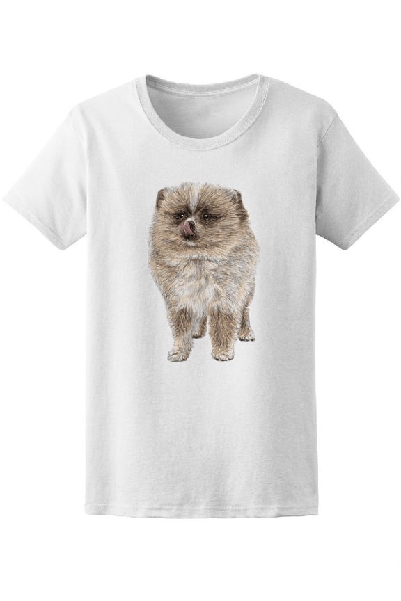 Cute Pomeranian Puppy Sketch Tee Women's -Image by Shutterstock