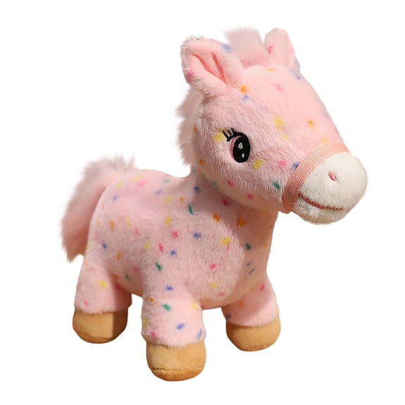 Cute Pony Horse Plush Toy Soft Stuffed Foal Doll Fluffy Huggable Companion Home Decor Accent for Sofa Bed Living Room Daily Display & Gifting(Pink)