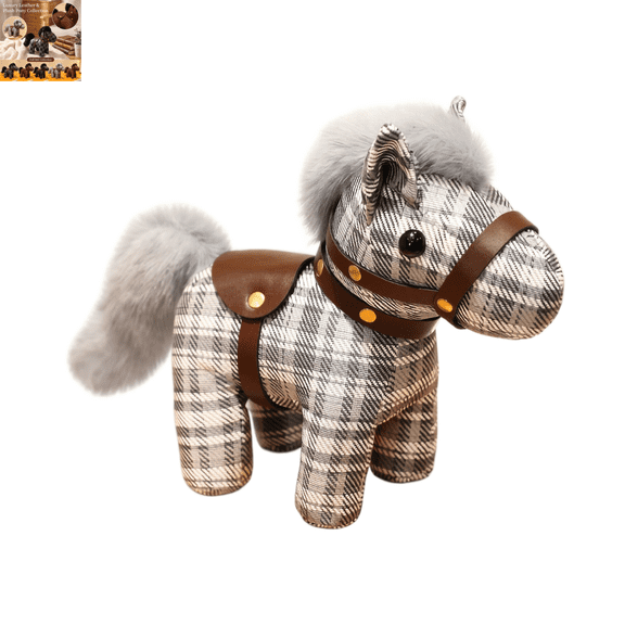 Cute Pony Stuffed Animal, Premium Faux Leather Horse Plushie for Anxiety Relief & Companionship, Soft Sleeping Doll, Unique Birthday Surprise & Couple Gift for Girls Boys D